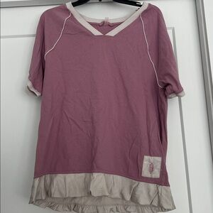 Pink and Cream V-Neck Top Free People